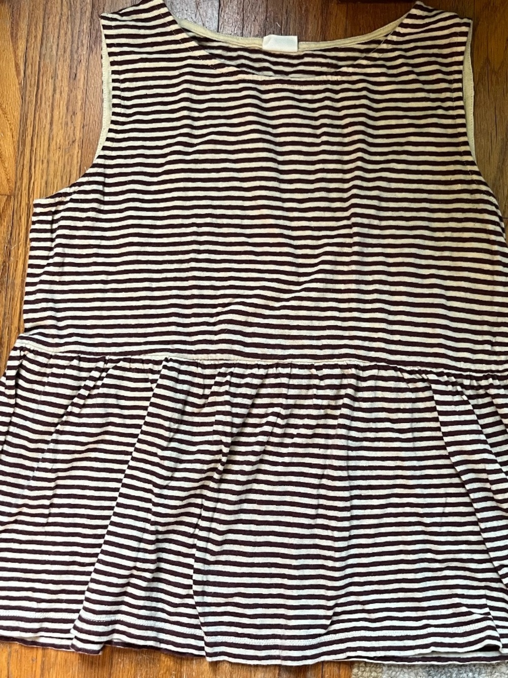 Toast UK Cotton Linen Peplum Striped Tank